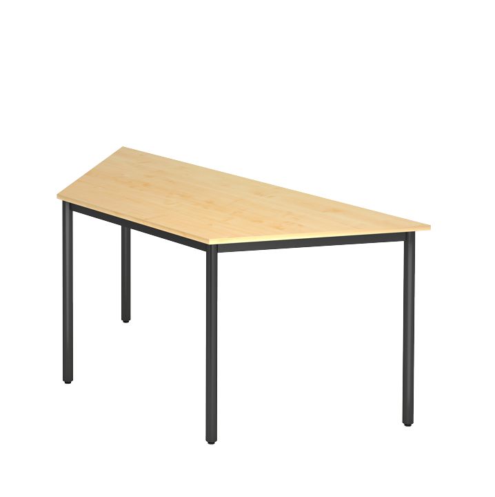 Tisch D-Serie, Fuß rund, Trapez 160 x 69 cm, Schwarz/4 Dekore